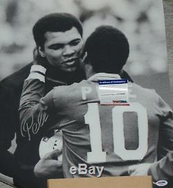 16 x 20 Pele Signed Photo with Muhammed Ali Autographed PSA/DNA COA