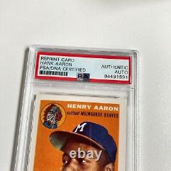 1954 Topps Hank Aaron Signed Autographed Rookie Rc RP Baseball Card PSA DNA COA