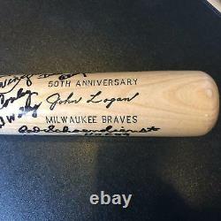 1957 Milwaukee Braves World Series Champs Team Signed Bat Hank Aaron PSA DNA COA