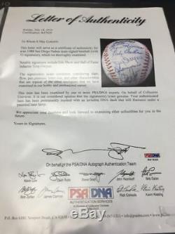 1988 San Diego Padres Team Signed Baseball Tony Gwynn Roberto Alomar PSA DNA COA
