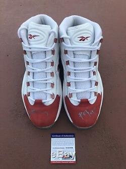 2006 Reebok Question Mid Red Toe Suede Size 11 Iverson Answer Signed PSA/DNA COA