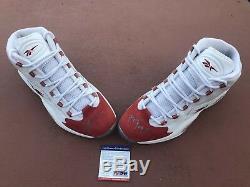 2006 Reebok Question Mid Red Toe Suede Size 11 Iverson Answer Signed PSA/DNA COA