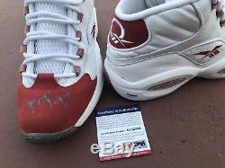 2006 Reebok Question Mid Red Toe Suede Size 11 Iverson Answer Signed PSA/DNA COA