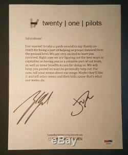 21 Twenty One Pilots Josh Dun Tyler Joseph Signed Autographed Letter PSA/DNA COA