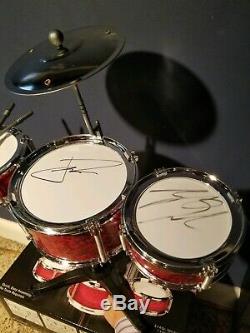 21 Twenty One Pilots Josh Dun Tyler Joseph Signed Desktop Drum Set PSA/DNA COA