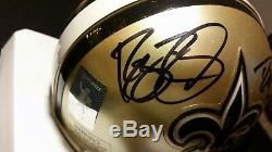 2x Auto 2008 Drew Brees/reggie Bush Psa/dna Coa Saints Signed Mini Helmet In Box