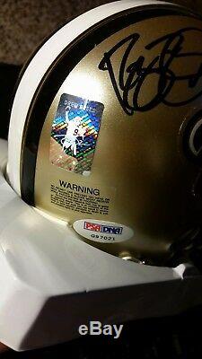 2x Auto 2008 Drew Brees/reggie Bush Psa/dna Coa Saints Signed Mini Helmet In Box