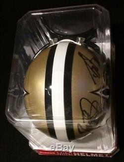 2x Auto 2008 Drew Brees/reggie Bush Psa/dna Coa Saints Signed Mini Helmet In Box