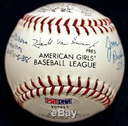 A League Of Their Own Aagpbl Rockford Peaches 4 Auto Signed Baseball Psa/dna Coa