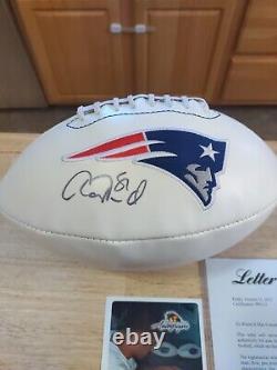 Aaron Hernandez Autographed Full Size Football Psa / Dna Full Letter Coa Rare