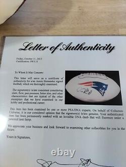 Aaron Hernandez Autographed Full Size Football Psa / Dna Full Letter Coa Rare