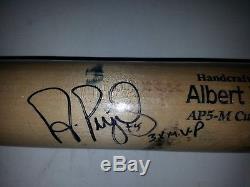 Albert Pujols Signed Game Used Bat Inscribed 3x MVP PSADNA COA
