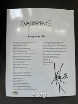 Amy Lee Evanescence Signed Autographed Lyric Sheet Psa DNA Coa