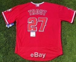 Angels Mike Trout Signed Red Baseball Jersey Psa/dna Coa