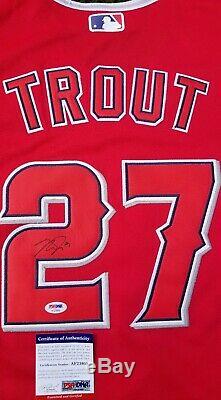 Angels Mike Trout Signed Red Baseball Jersey Psa/dna Coa