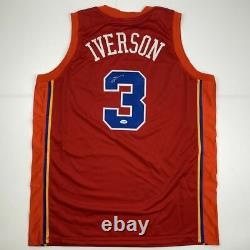 Autographed/Signed ALLEN IVERSON Syracuse Nationals Nats Red Jersey PSA/DNA COA
