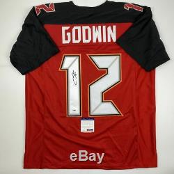 Autographed/Signed CHRIS GODWIN Tampa Bay Red Football Jersey PSA/DNA COA Auto