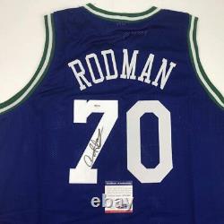 Autographed/Signed DENNIS RODMAN Dallas Blue Basketball Jersey PSA/DNA COA Auto