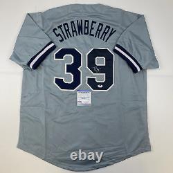 Autographed/Signed Darryl Strawberry New York Grey Baseball Jersey PSA/DNA COA