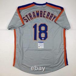 Autographed/Signed Darryl Strawberry New York Grey Baseball Jersey PSA/DNA COA