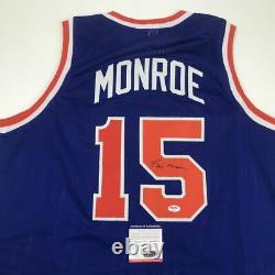 Autographed/Signed EARL MONROE New York Blue Basketball Jersey PSA/DNA COA Auto
