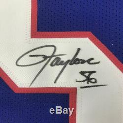 Autographed/Signed LAWRENCE TAYLOR New York Blue Football Jersey PSA/DNA COA