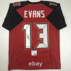 Autographed/Signed MIKE EVANS Tampa Bay Red Football Jersey PSA/DNA COA Auto