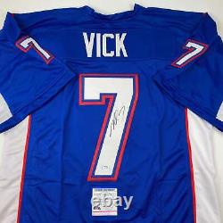 Autographed/Signed Michael Mike Vick Pro Bowl Blue Football Jersey PSA/DNA COA