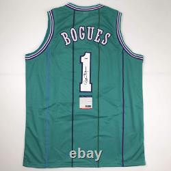 Autographed/Signed Muggsy Bogues Charlotte Teal Basketball Jersey PSA/DNA COA