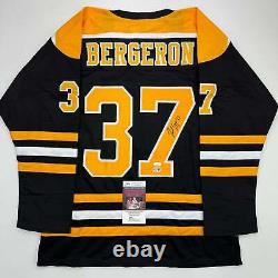 Autographed/Signed Patrice Bergeron Boston Black Hockey Jersey PSA/DNA COA