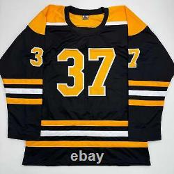 Autographed/Signed Patrice Bergeron Boston Black Hockey Jersey PSA/DNA COA