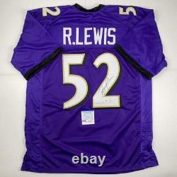 Autographed/Signed Ray Lewis Baltimore Purple Football Jersey PSA/DNA COA