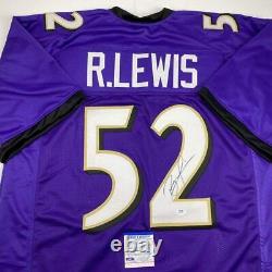 Autographed/Signed Ray Lewis Baltimore Purple Football Jersey PSA/DNA COA