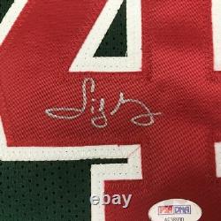 Autographed/Signed SIDNEY MONCRIEF Milwaukee Green/Red Jersey PSA/DNA COA Auto