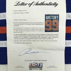 Autographed/Signed WAYNE GRETZKY Edmonton Blue Hockey Jersey PSA/DNA COA/LOA