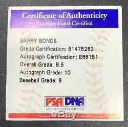 BARRY BONDS Signed OMLB Baseball PSA DNA COA Graded MINT + 9.5 / 10 Auto