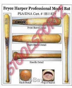 BRYCE HARPER Game Used GU Bat Nationals PSA DNA LOA Graded 9.5 MLB Player COA