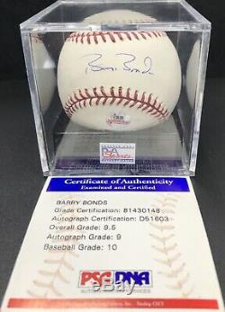 Barry Bonds Signed OMLB Baseball 10 PSA DNA COA Graded MINT + 9.5 Auto 9