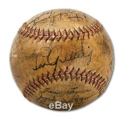 Beautiful Babe Ruth & Lou Gehrig 1934 Yankees Team Signed Baseball PSA DNA COA