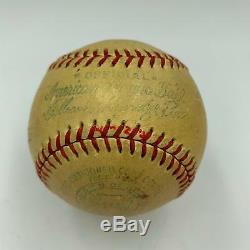 Beautiful Ty Cobb Jimmie Foxx & Joe Dimaggio Signed 1947 AL Baseball PSA DNA COA