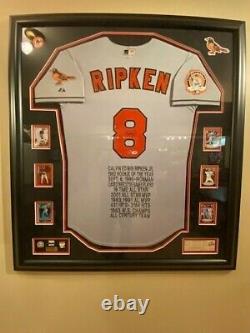 Cal Ripken Jr Autographed and Framed White Orioles Stat Jersey PSA DNA COA