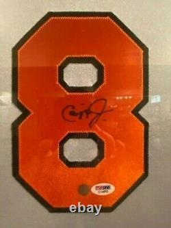 Cal Ripken Jr Autographed and Framed White Orioles Stat Jersey PSA DNA COA