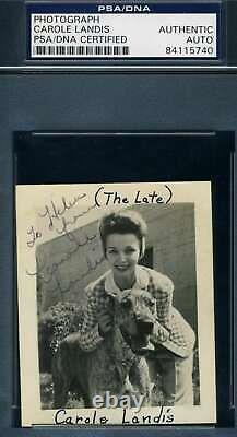 Carole Landis PSA DNA Coa Signed Original 1940`s Photo Autograph