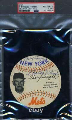Casey Stengel PSA DNA Coa Signed 3x New York Mets Disc Autograph