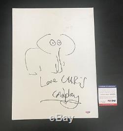 Chris Martin Hand Drawn & Signed Auto 11x14 Canvas Board Psa Dna Coa Coldplay