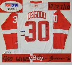 Chris Osgood Signed And Inscribed 400 Wins Detroit Red Wings Jersey Psa/dna Coa