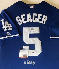 Corey Seager signed Blue Majestic Dodgers Jersey PSA/DNA COA