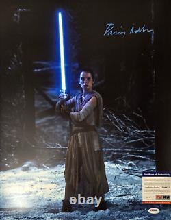 Daisy Ridley Signed Photo Rey Star Wars Autograph Disney 16x20 PSA/DNA COA