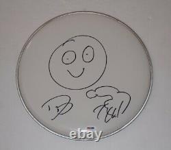 Dave Grohl Signed 12 Drumhead Nirvana Foo Fighters Sketch Drawing PSA/DNA COA
