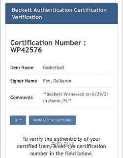 De'Aaron Fox Signed Spalding NBA Game Ball Series Basketball With PSA/DNA COA